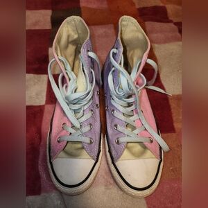 Converse high tops Chucks pink purple shoes sneakers US junior 5 / womens 7